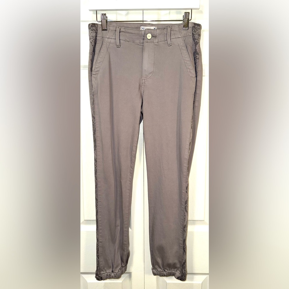 Paige Women's Mayslie Jogger Light Gray Mid Rise Zip Hem Stretch Pants Size 27